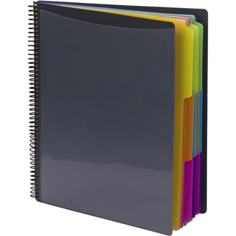 24-Pocket Project Organizer, Letter Size, Grey with Bright Tabs Size 8 1/2 x11